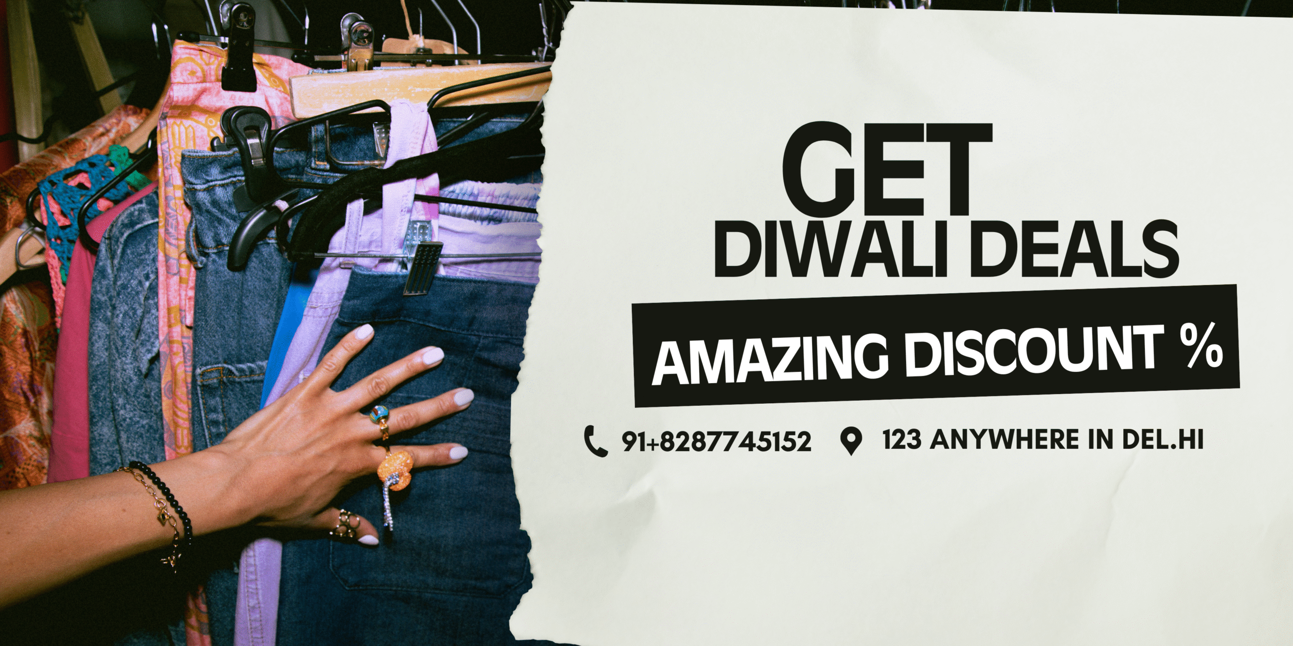 Black & White Minimalist Thrift Shop Sale Discount Promotion Outdoor Banner